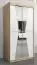 Schiebetürenschrank / Kleiderschrank Naranco 01 mit Spiegel, Farbe: Eiche Sonoma / Weiß matt - Abmessungen: 200 x 100 x 62 cm ( H x B x T)