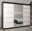 Schiebetürenschrank / Kleiderschrank Jan 06B mit Spiegel, Farbe: Schwarz / Weiß matt - Abmessungen: 200 x 250 x 62 cm ( H x B x T)