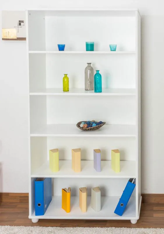Standregal, 100 cm breit, Kiefer Holz-Massiv, Farbe: Weiß Abbildung