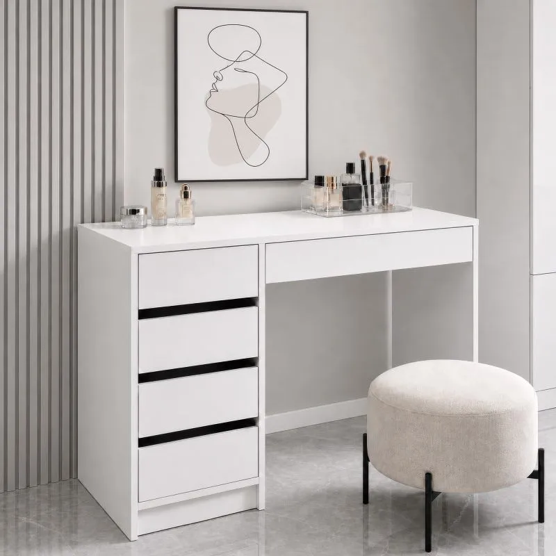 Schminktisch Aruia | Farbe: Nimfea alba | 5 Schubladen | 120 x 55 x 75 cm | inkl. Spiegel | Kosmetiktisch | Schlafzimmer