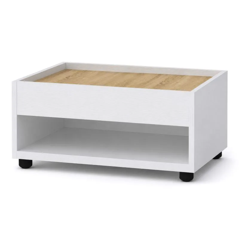 Couchtisch Polan 2 | Farbe: Nimfea alba/Eiche Sonoma | robust & pflegeleicht | 60 x 42 x 20 cm | große zusätzliche Ablage | Sofatisch
