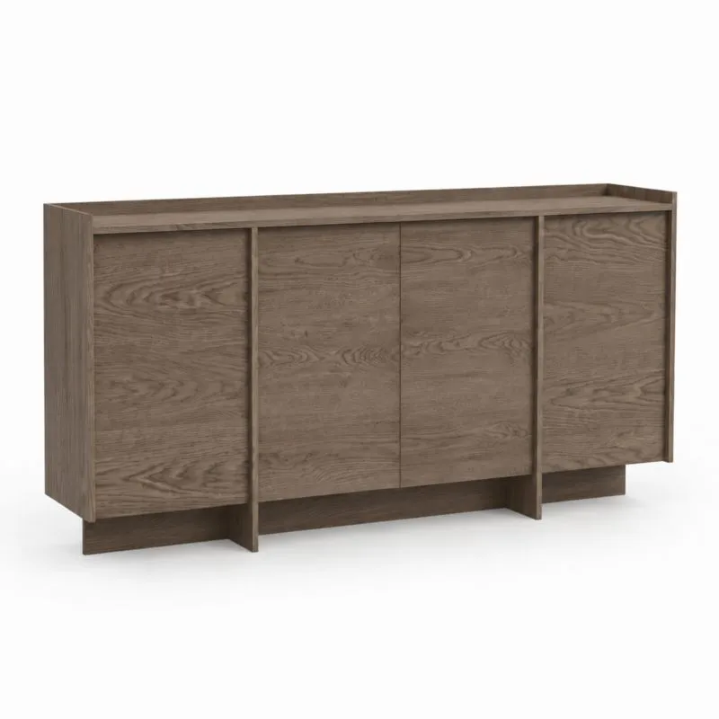 Schlichte Kommode Illgau 01, Baltic Storm - Dunkelbraun, 90 x 200 x 38 cm, mit 4 Türen und 6 Fächern, Push-to-open System, hochwertig verarbeitet, Soft Close System