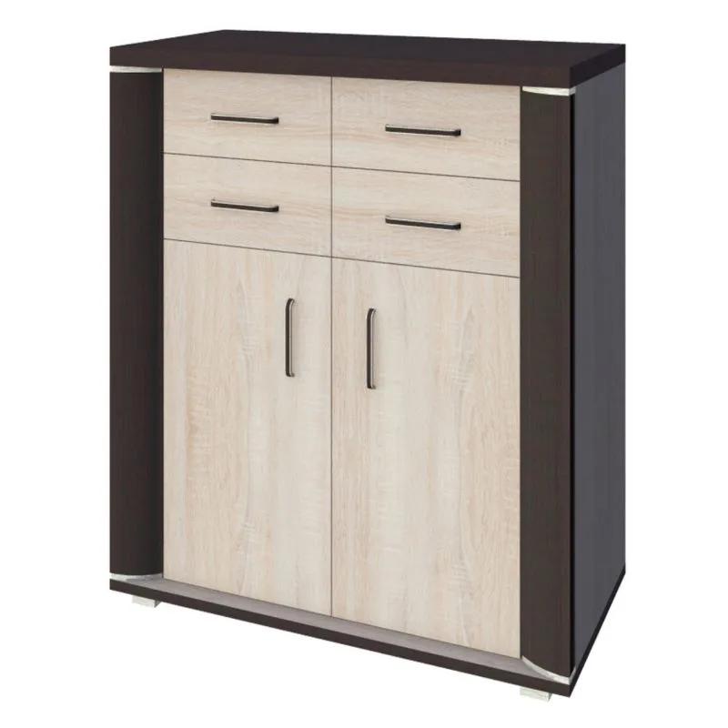 Kommode Aitape 47, Farbe: Sonoma Eiche dunkel / Sonoma Eiche hell - Abmessungen: 105 x 90 x 40 cm (H x B x T)
