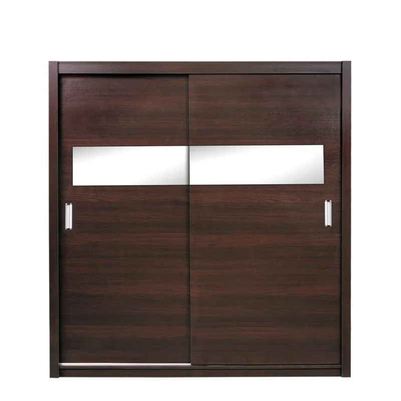 Schiebetürenschrank / Kleiderschrank Sepatan 06, Farbe: Wenge - Abmessungen: 210 x 200 x 60 cm (H x B x T)