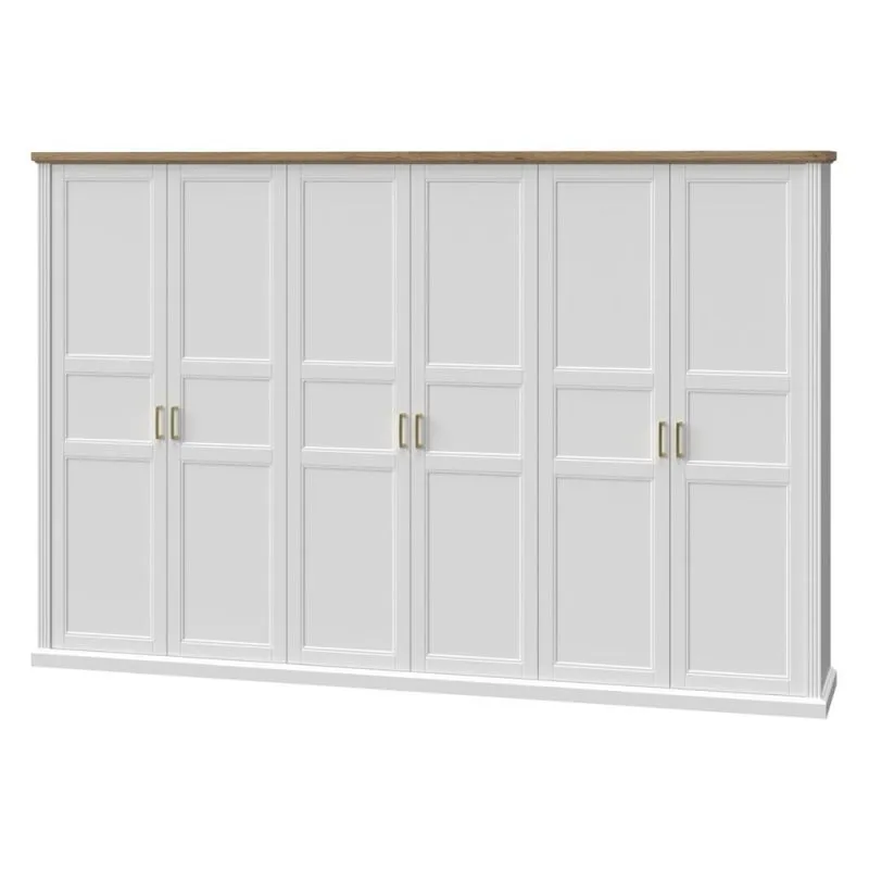 346 cm breiter Kleiderschrank mit 6 Türen | Farbe: Weiß Abbildung