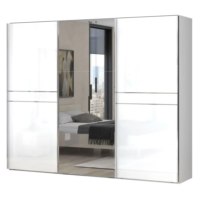 272 cm breiter Kleiderschrank mit 3 Türen | Farbe: Weiß Abbildung