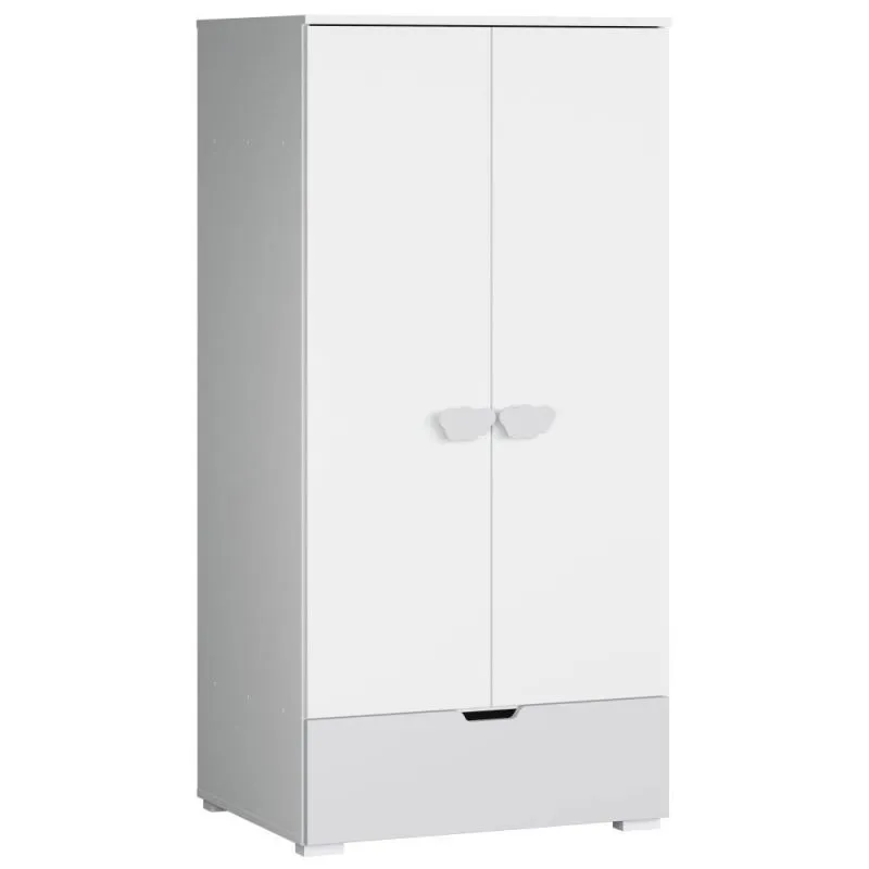Kleiderschrank mit 2 Türen, 1 Schublade, Kleiderstange und Fachböden, Abbildung