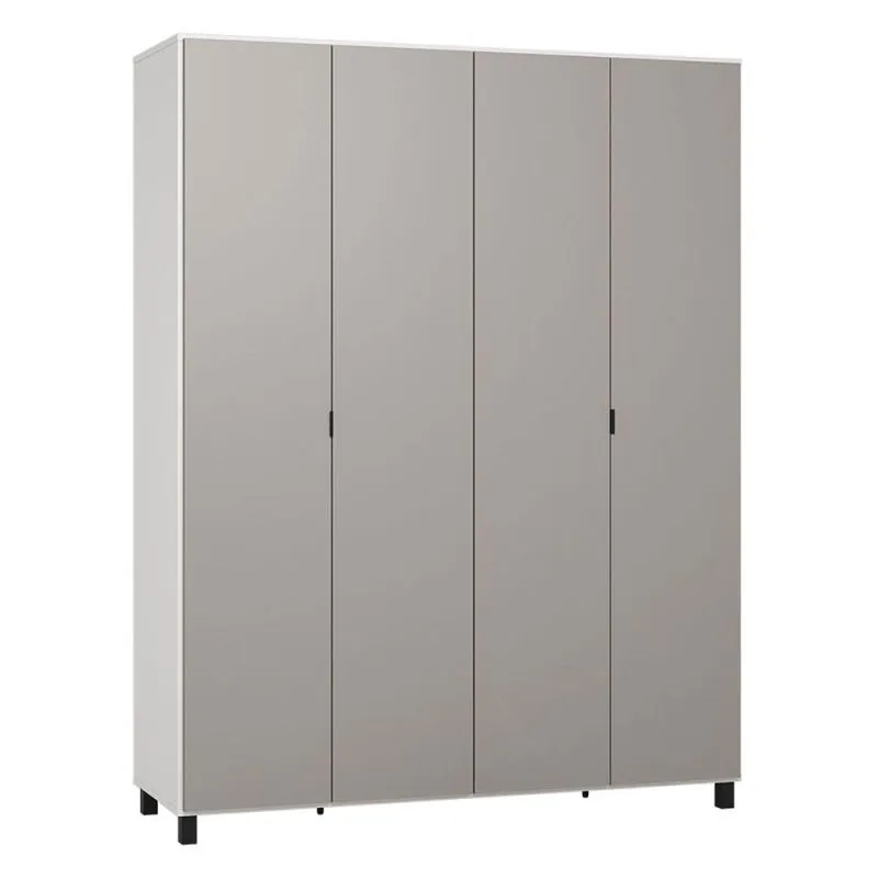 185 cm breiter Kleiderschrank mit 2 Türen, 11 Fächern und 2 Schubladen | Farbe: Weiß | Tiefe: 57 cm Abbildung