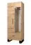 Eleganter Schrank mit Spiegel Morteratsch 02, Farbe: Eiche / Schwarz - Abmessungen: 196 x 74 x 46 cm (H x B x T), mit zwei Fächern und einer Kleiderstange