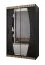 Schiebetürenschrank / Kleiderschrank mit Spiegel Schwarzhorn 05, Schwarz Matt, 5 Holzeinlegeböden, Maße: 200 x 120 x 62 cm, Griffe: Schwarz, 5 Fächer
