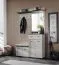 Garderobe | Spiegel | Farbe: Kaschmir / Schwarz | gepolstertes Paneel | Maße: 120 x 32 x 203 cm | 4 Haken | 1 Ablagefläche | Sitzgelegenheit