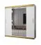 Kleiderschrank im modernen Design Bernina 13, mit Spiegel, Griffe: Gold, Maße: 200 x 200 x 62 cm, mit 10 Fächer, 2 Kleiderstangen