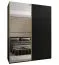 Kleiderschrank / Schiebetürenschrank | Farbe: Schwarz | Soft-Close | 11 Fächer | 2 Kleiderstangen | Spiegel | 245,5 x 200 x 64 cm | 2 Schiebetüren