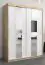 Schiebetürenschrank / Kleiderschrank Polos 03 mit Spiegel, Farbe: Eiche Sonoma / Weiß matt - Abmessungen: 200 x 150 x 62 cm (H x B x T)