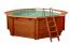 Holzpool Gardenflair 01, Achteck-rund, 5,30 x 1,38 Meter, inklusive Sandfilteranlage, Fiberclean, Poolleiter, Poolfolie, Boden- und Wandvlies, Edelstahl-Eckverbindungen, LED-Scheinwerfer, Sommer- und Winterabdeckung sowie Zubehör-Set
