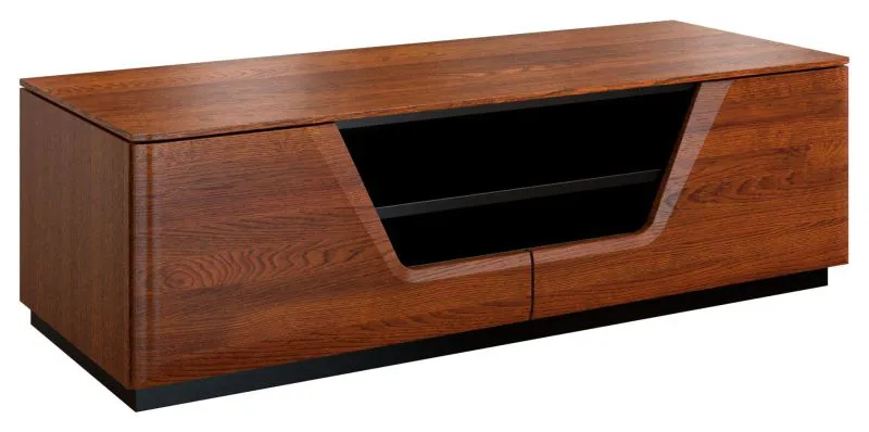 TV-Schrank teilmassiv Farbe: Walnuss / Schwarz 38x122x50 cm Abbildung
