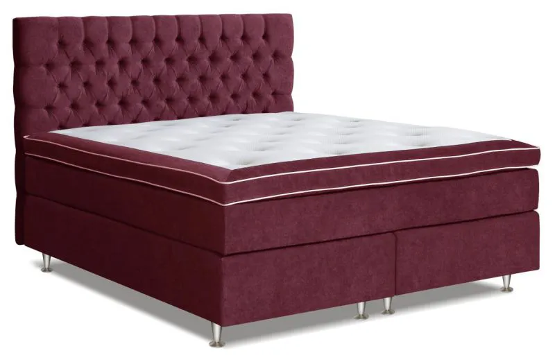 Boxspringbett MINDORO, Box: Bonellfederkern, Matratze: Taschenfederkern, Top Matress: Schaumstoff - Abmessung: 210 x 200 cm - Farbe: Rotbraun