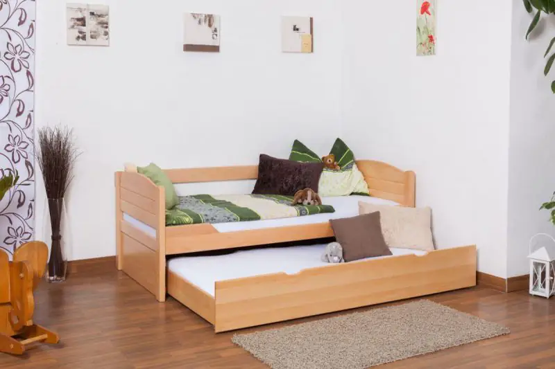 Bett ausziehbar 90 x 200 cm Buche Natur mit 1 Schublade(n) Abbildung