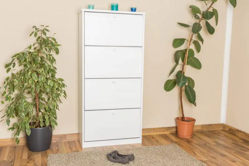 Schuhschrank Schuhkommode Holz massiv, Farbe: Weiß 150x72x30 cm, für Garderobe, Vorzimmer, Flur Abbildung