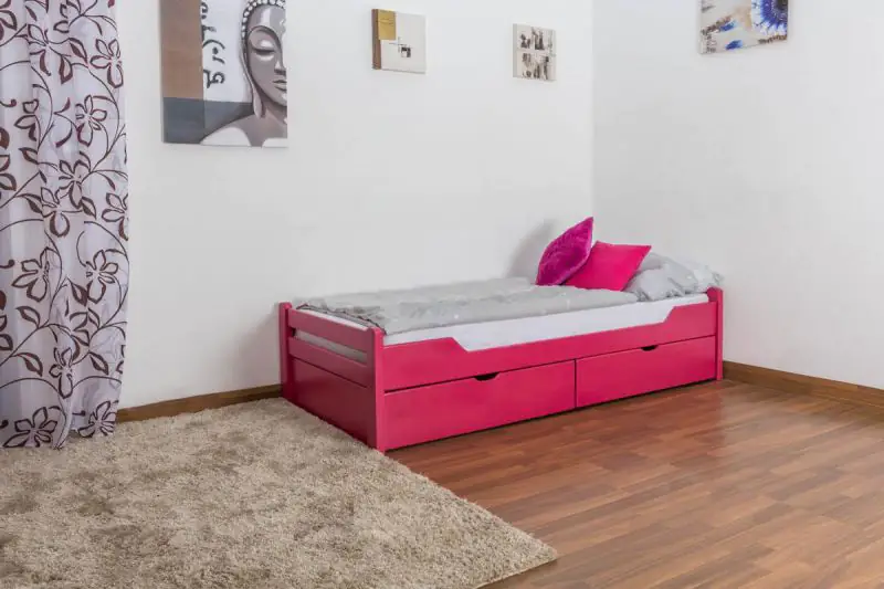 Buche Bett mit Schublade 90 x 200 cm Rosa Abbildung
