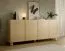 Kommode | 4 Türen | Farbe: Eiche Vicenza | 8 Fächer | Push-to-open Funktion | 200 x 38 x 80 cm | Sideboard | ABS-Kanten | Holzbeine | weiche Linien