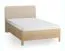 Einzelbett | Eiche massiv | Farbe: Eiche / Beige | weich gepolsterte Kopfstütze | 90 x 200 cm | dezent abgerundete Form | Gästebett | inkl. Lift up Lattenrost
