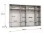 Drehtürenschrank | Farbe: Schwarz | 3 Meter breit | Griffe: Gold | Schlafzimmerschrank mit Spiegel | 4 Kleiderstangen | Soft-Close | Maße: 300 x 52 x 202 cm | 4 Fächer