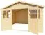 Gartenhaus in Elementbauweise aus Fichte, Naturbelassen, 3,5 x 2,3 Meter, Satteldach, Holz-Gerätehaus, Doppeltür, Fenster zum Öffnen