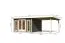 Gartenhaus SET terragrau mit Anbaudach 3,3 m, Grundfläche: 9,3m²