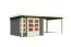 Gartenhaus SET terragrau mit Anbaudach 3,2 m, Grundfläche: 7m²
