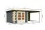 Gartenhaus SET terragrau mit Anbaudach 3,2 m, Rückwand, Grundfläche: 7m²