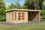 Gartenhaus SET naturbelassen mit Anbaudach 3,2 m, Rückwand, Seitenwand, Grundfläche: 7m²