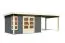 Gartenhaus SET terragrau mit Anbaudach 3,2 m, Grundfläche: 8,6m²