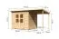 Modernes Gartenhaus SET mit Anbaudach, Farbe: Natur, Grundfläche: 5,02 m²