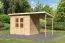 Modernes Gartenhaus SET mit Anbaudach, Farbe: Natur, Grundfläche: 5,02 m²