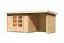 Gartenhaus SET mit Pultdach inkl. Anbaudach, Seitenwand & Rückwand, Farbe: Naturbelassen, Grundfläche: 6,16 m²