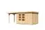 Gartenhaus SET naturbelassen mit Anbauschrank, Schleppdach 240 cm, Grundfläche: 7,75m²