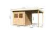 Gartenhaus SET AKTION 12 naturbelassen mit Anbaudach, Grundfläche: 4,45m²