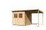 Gartenhaus SET AKTION 12 naturbelassen mit Anbaudach, Grundfläche: 4,45m²