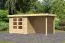 Gartenhaus SET AKTION naturbelassen mit Anbaudach 2,4 m Breite, Rückwand, Grundfläche: 5,05m²