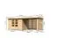 Gartenhaus SET naturbelassen mit Anbaudach 2,8 m Breite, Grundfläche: 6,35m²