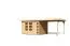 Gartenhaus SET naturbelassen mit Anbaudach 2,8 m Breite, Grundfläche: 7m²