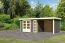 Gartenhaus SET terragrau mit Anbaudach 2,8, Seiten- und Rückwand, Grundfläche: 7m²