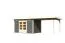 Gartenhaus SET terragrau mit Anbaudach 3,2 m Breite, Grundfläche: 8,6m²
