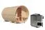 Fasssauna 3 SET inkl. 2 Bänken, Ganzglastür, Vorraum und Ofen BIO 9 kW, Farbe: Natur - 225 x 385 cm (B x T), Grundfläche: 8,6 m²