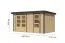 Gartenhaus aus Holz, nordische Fichte naturbelassen / anthrazit, Trapezblech-Pultdach, robuste metallverstärkte-Ecken, Zylinderschloss, 4,00 × 2,13 m