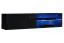 Dunkle Wohnwand Volleberg 66, Farbe: Schwarz - Abmessungen: 150 x 280 x 40 cm (H x B x T), mit blauer LED-Beleuchtung
