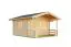 Ferienhaus F29 mit Vordach, Terrasse & Geländer | 11,97 m² | 70 mm Blockbohlen | Naturbelassen | Inkl. Fußboden & Isolierverglasung