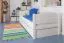 Kinderbett / Jugendbett "Easy Premium Line" K1/s Voll inkl 2 Schubladen und 2 Abdeckblenden, 90 x 200 cm Buche Vollholz massiv weiß lackiert