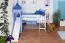Kinderbett Hochbett Tom mit Rutsche und Turm inkl. Rollrost - Material: Buche massiv,  Farbe: weiß lackiert